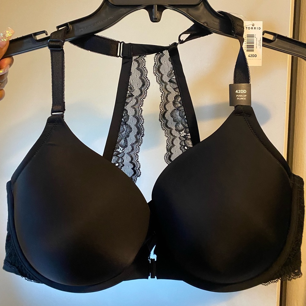 Torrid black Plunge Push-Up Racerback Bra 42DD